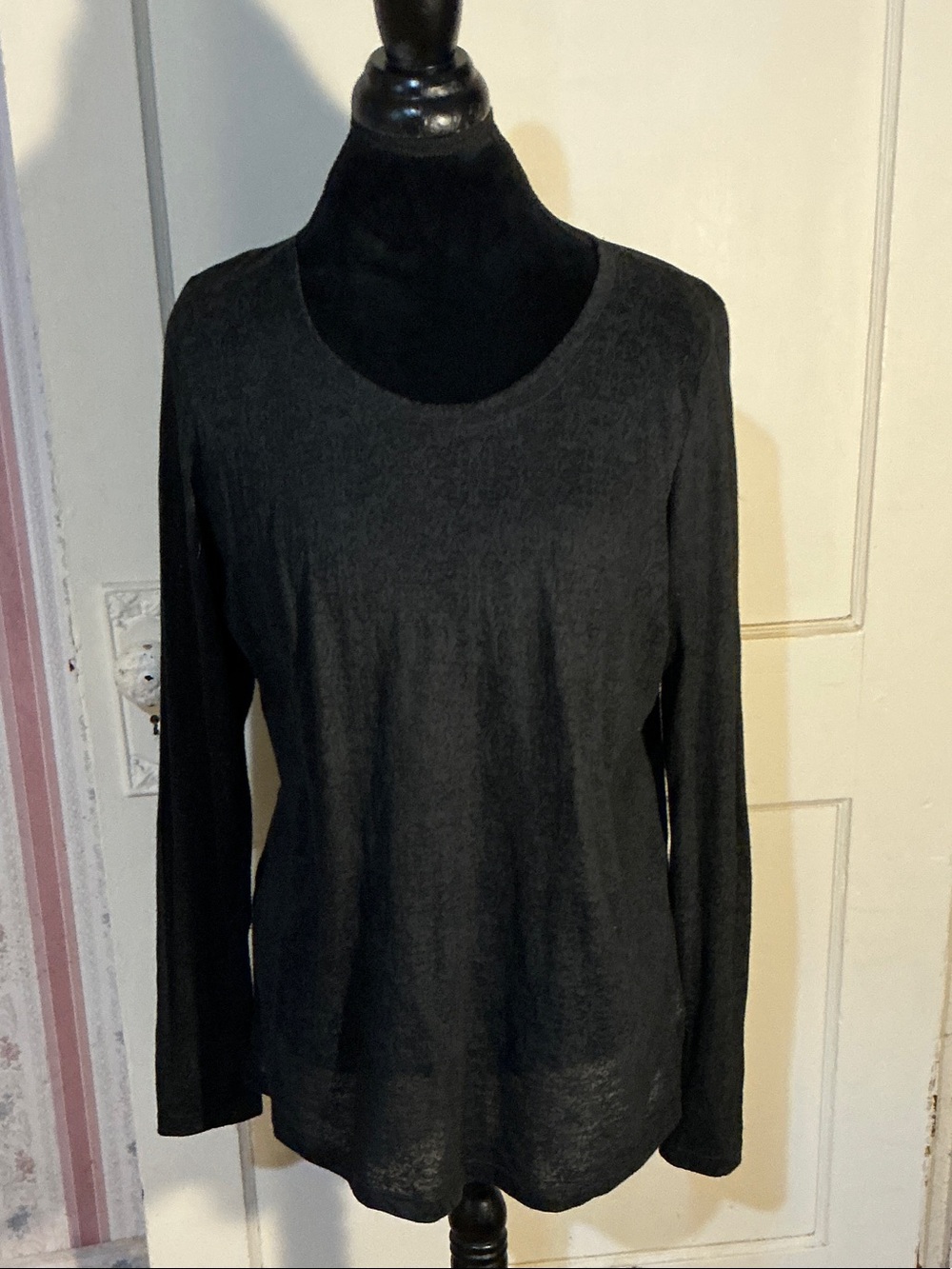 Maurices Black Long Sleeve Crewneck Top